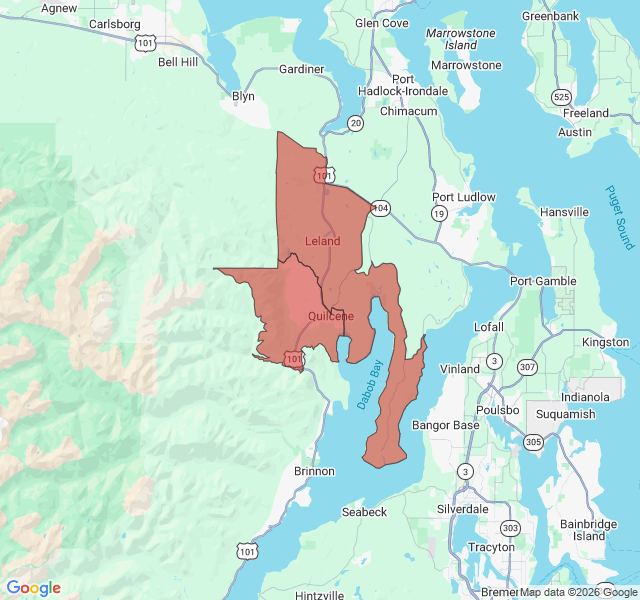 Map of septic coverage in Quilcene, WA
