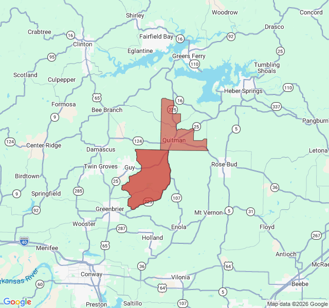 Map of septic coverage in Quitman, AR