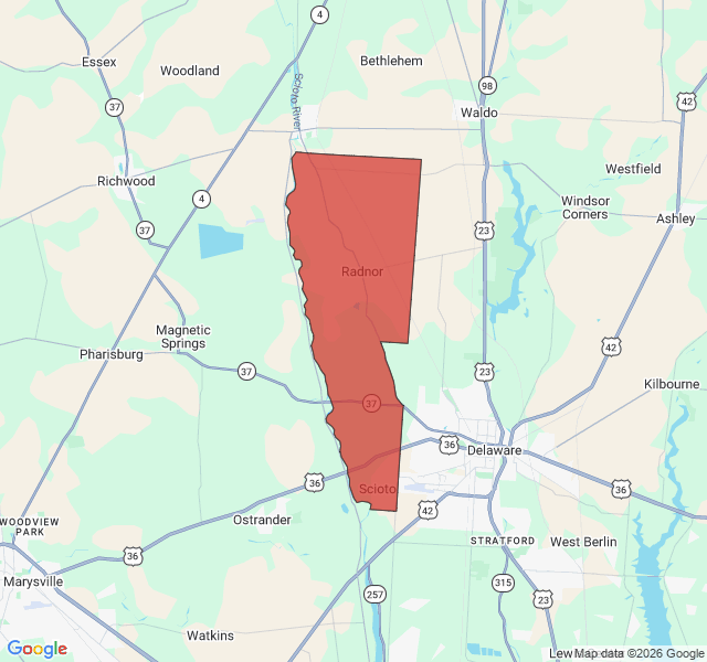 Map of septic coverage in Radnor, OH