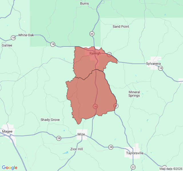 Map of septic coverage in Raleigh, MS