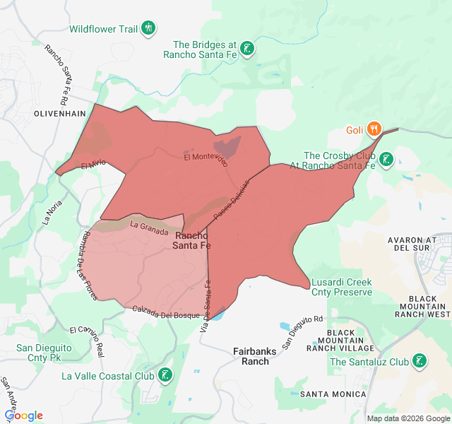 Map of septic coverage in Rancho Santa Fe, CA
