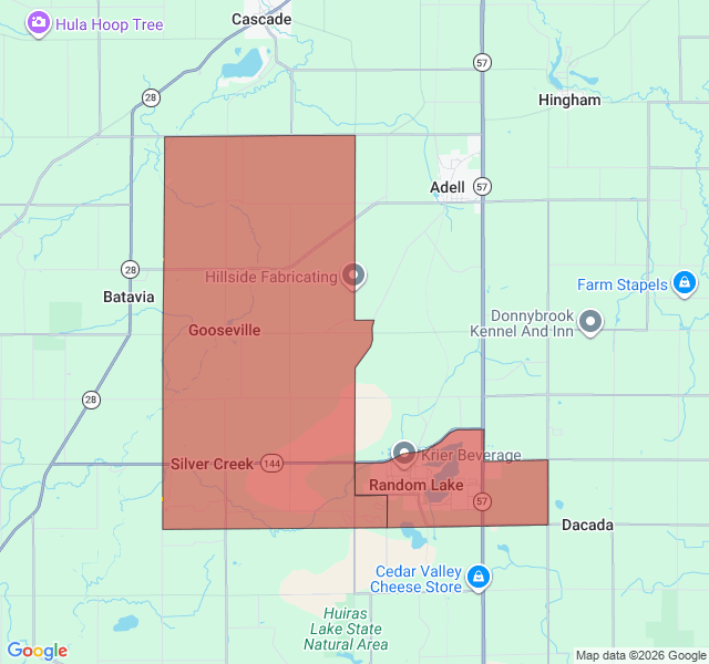 Map of septic coverage in Random Lake, WI