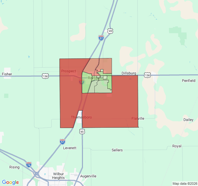 Map of septic coverage in Rantoul, IL