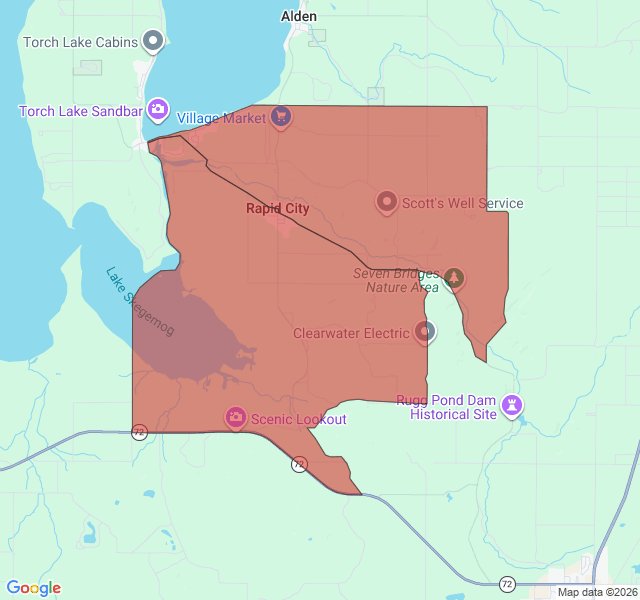 Map of septic coverage in Rapid City, MI
