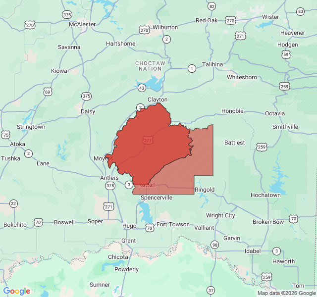 Map of septic coverage in Rattan, OK