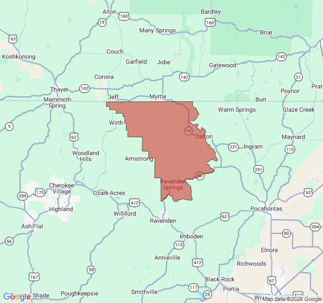 Map of septic coverage in Ravenden Springs, AR