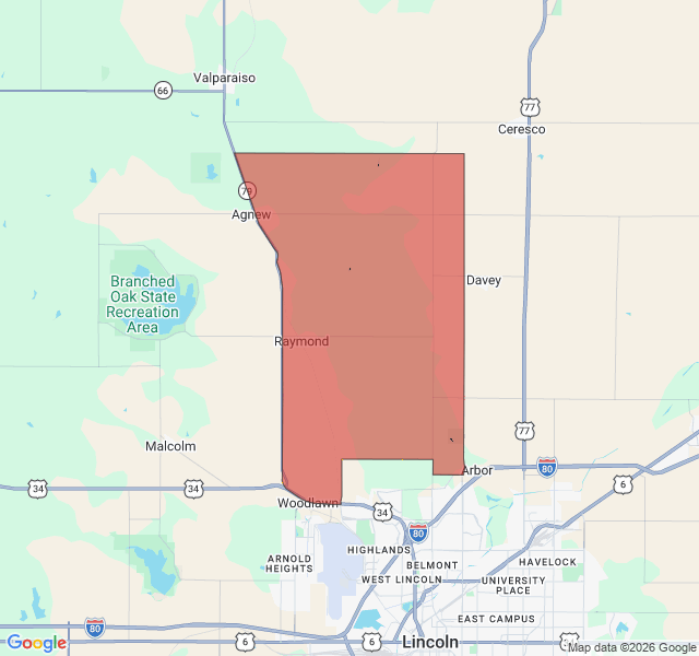 Map of septic coverage in Raymond, NE