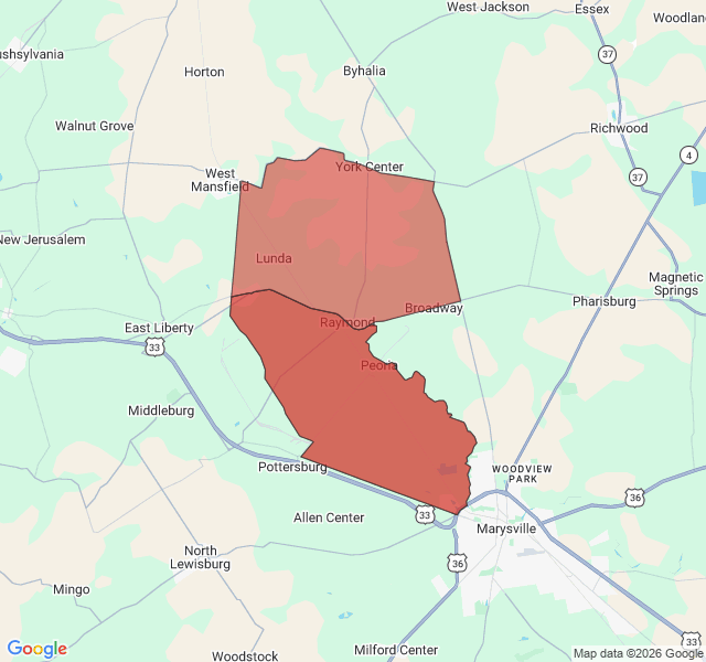 Map of septic coverage in Raymond, OH