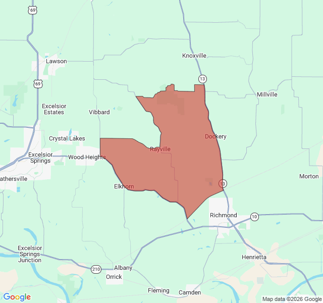 Map of septic coverage in Rayville, MO