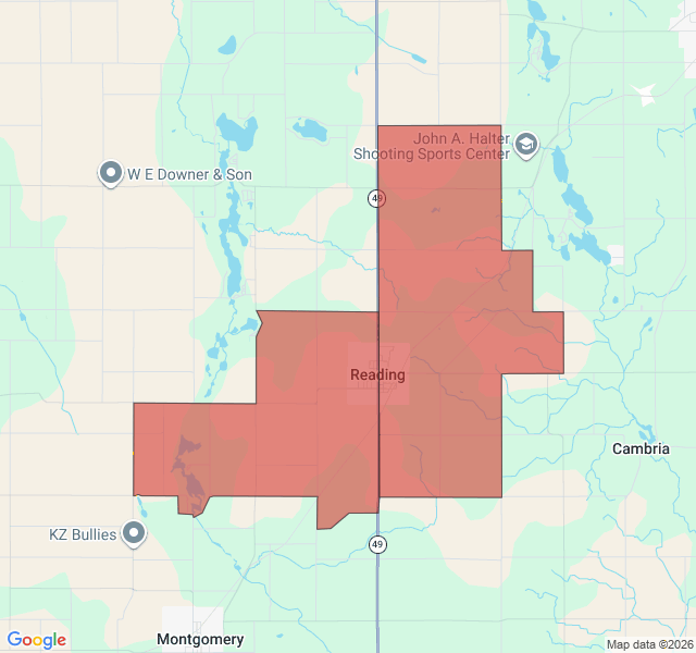 Map of septic coverage in Reading, MI