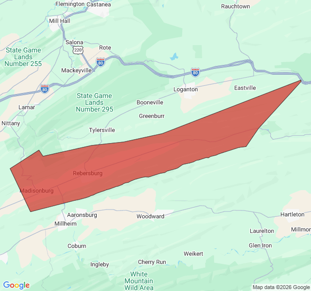Map of septic coverage in Rebersburg, PA