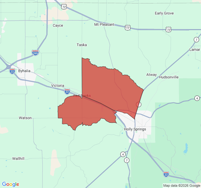Map of septic coverage in Red Banks, MS