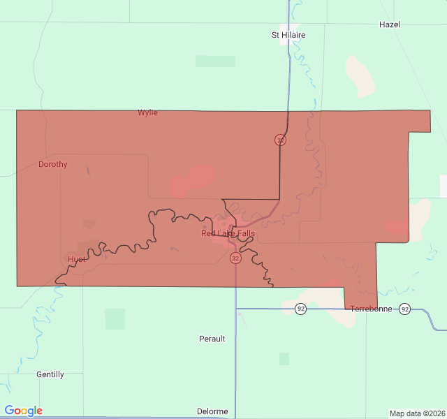 Map of septic coverage in Red Lake Falls, MN