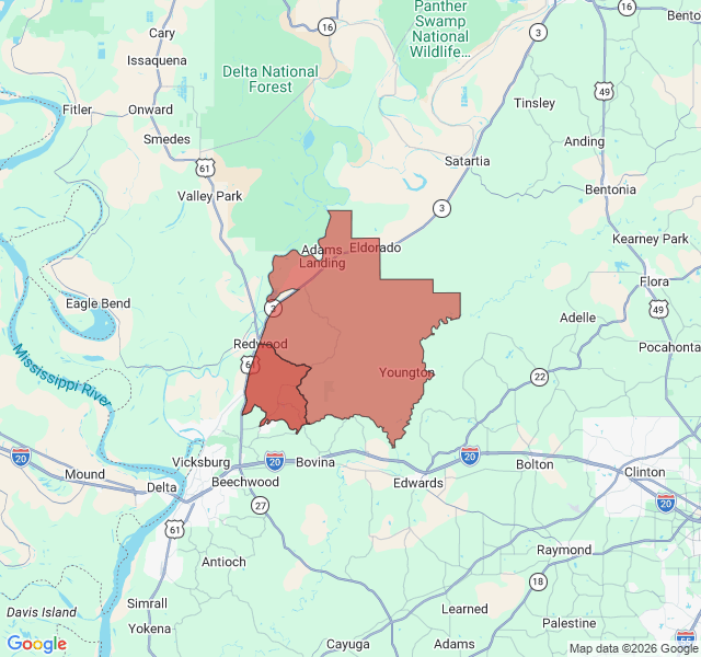 Map of septic coverage in Redwood, MS