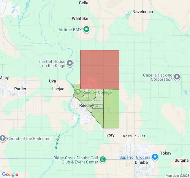 Map of septic coverage in Reedley, CA
