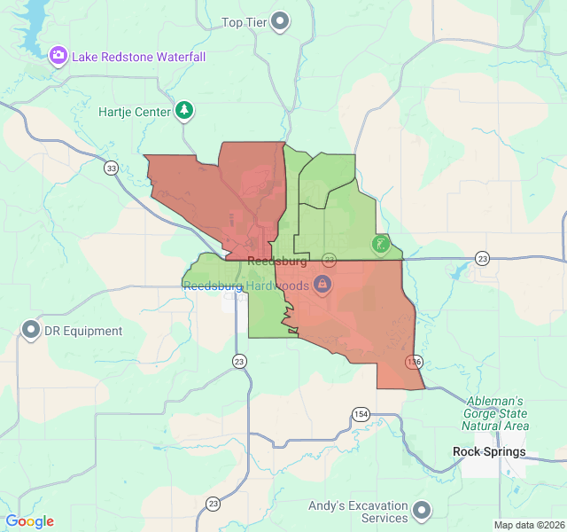 Map of septic coverage in Reedsburg, WI