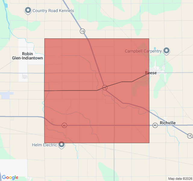 Map of septic coverage in Reese, MI