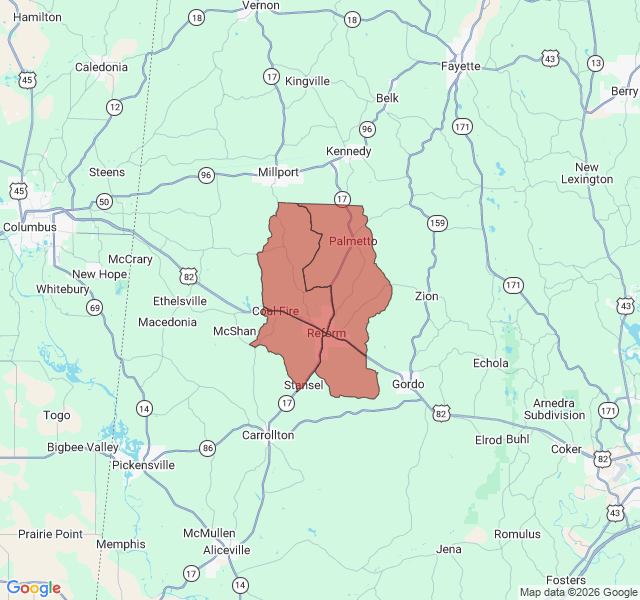 Map of septic coverage in Reform, AL