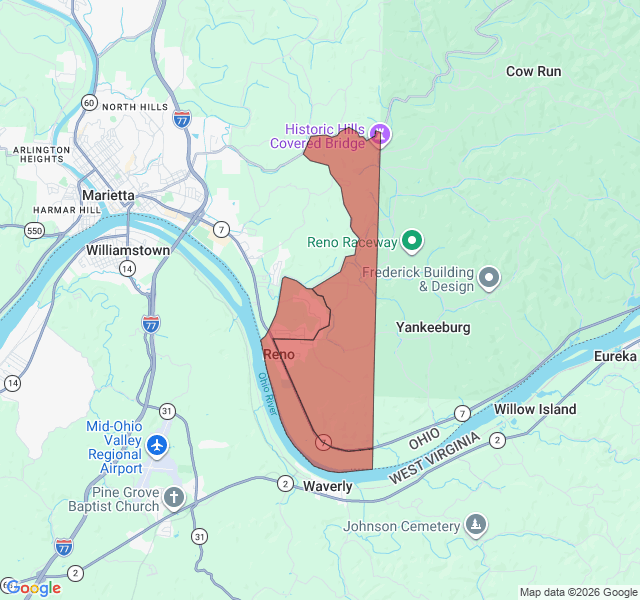 Map of septic coverage in Reno, OH