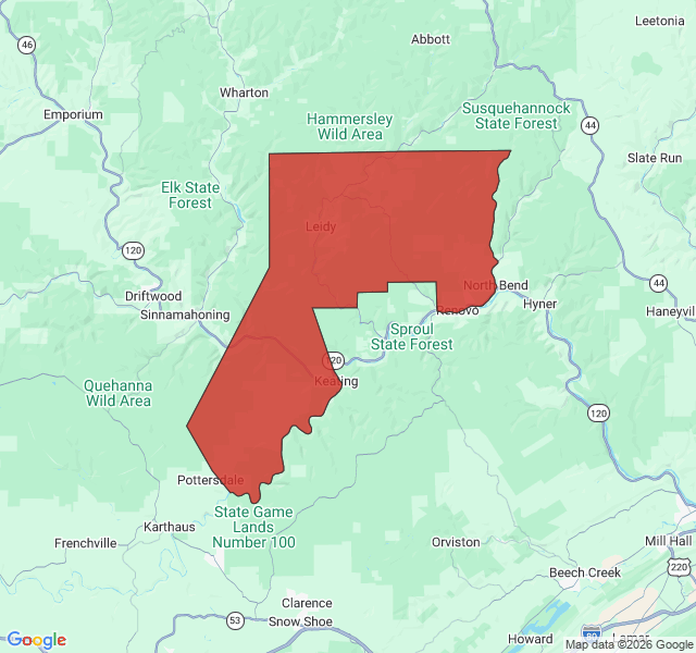 Map of septic coverage in Renovo, PA