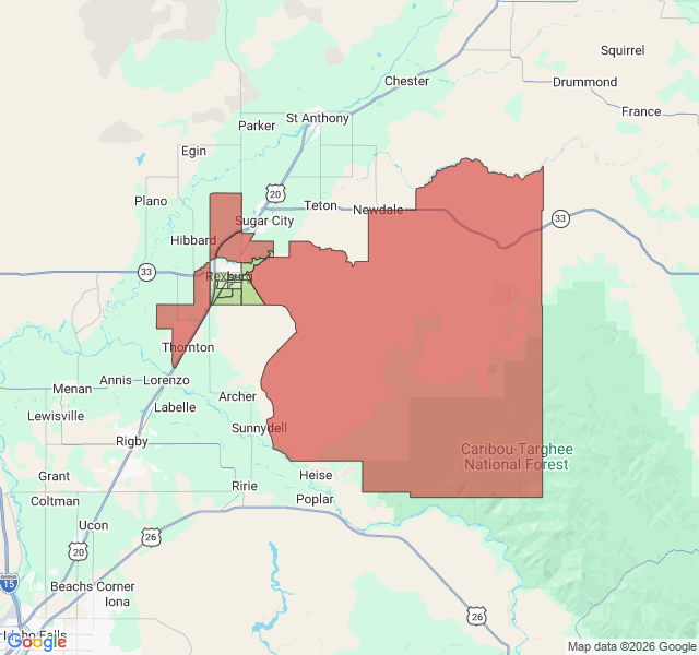 Map of septic coverage in Rexburg, ID