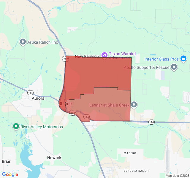 Map of septic coverage in Rhome, TX