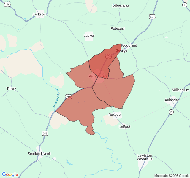 Map of septic coverage in Rich Square, NC