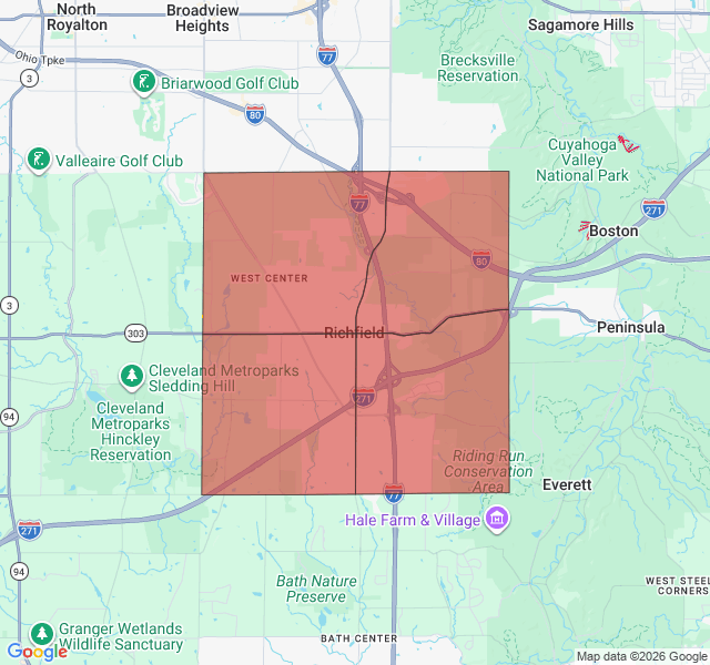 Map of septic coverage in Richfield, OH