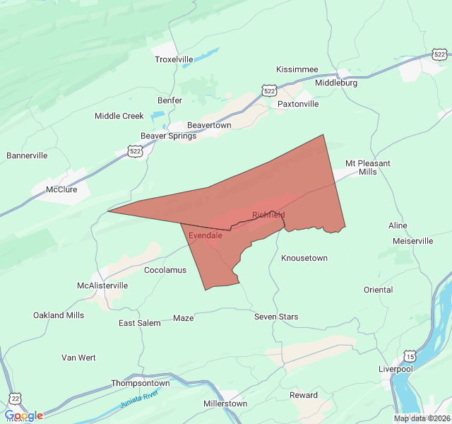 Map of septic coverage in Richfield, PA