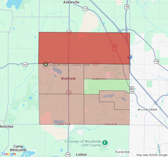 Map of septic coverage in Richfield, WI