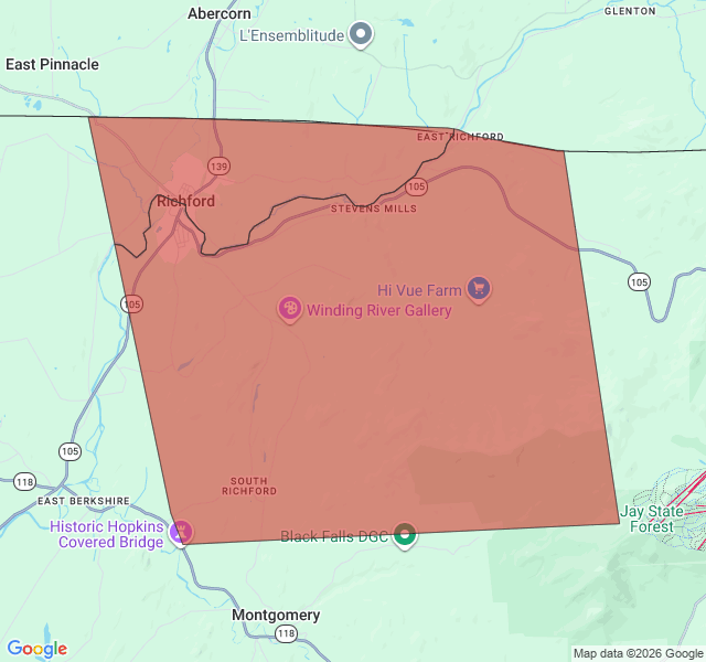 Map of septic coverage in Richford, VT