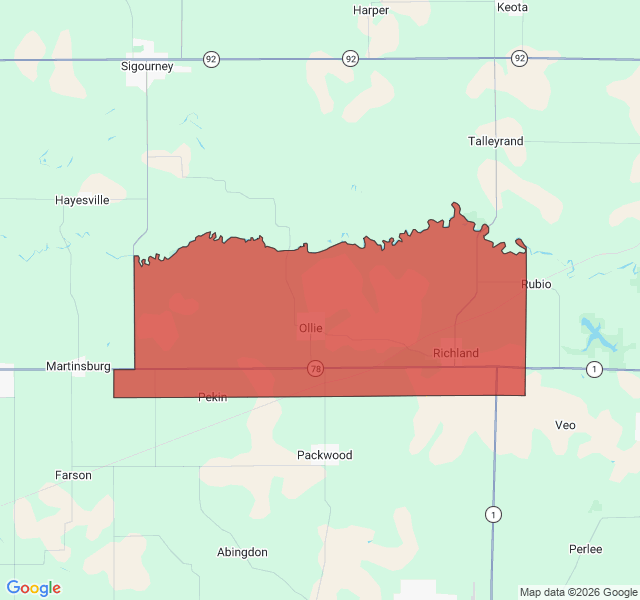 Map of septic coverage in Richland, IA