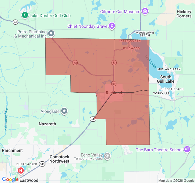 Map of septic coverage in Richland, MI