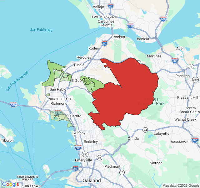 Map of septic coverage in Richmond, CA