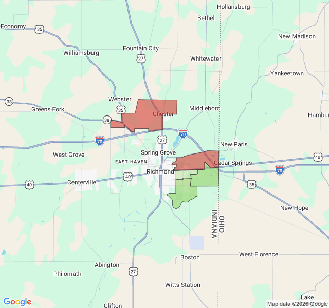 Map of septic coverage in Richmond, IN