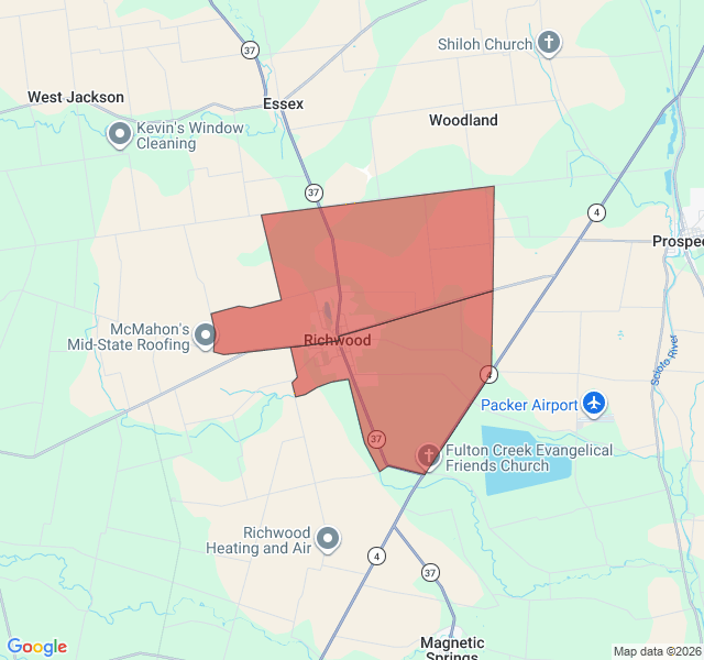 Map of septic coverage in Richwood, OH
