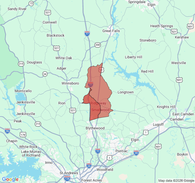 Map of septic coverage in Ridgeway, SC