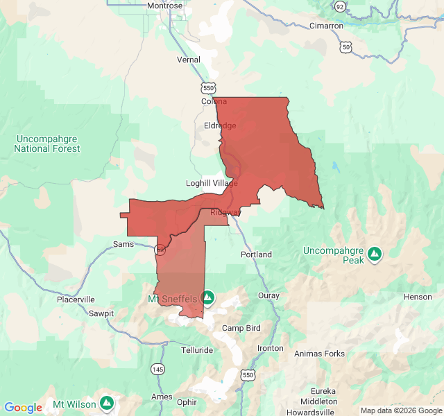 Map of septic coverage in Ridgway, CO