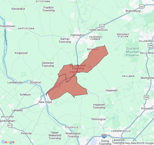 Map of septic coverage in Ringoes, NJ