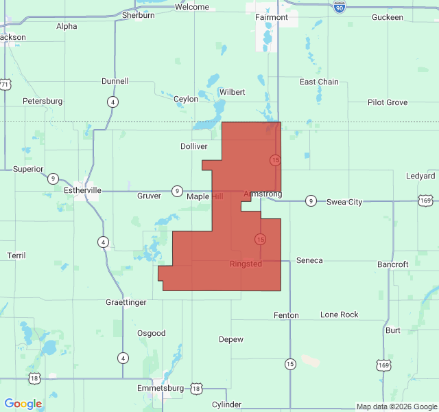 Map of septic coverage in Ringsted, IA