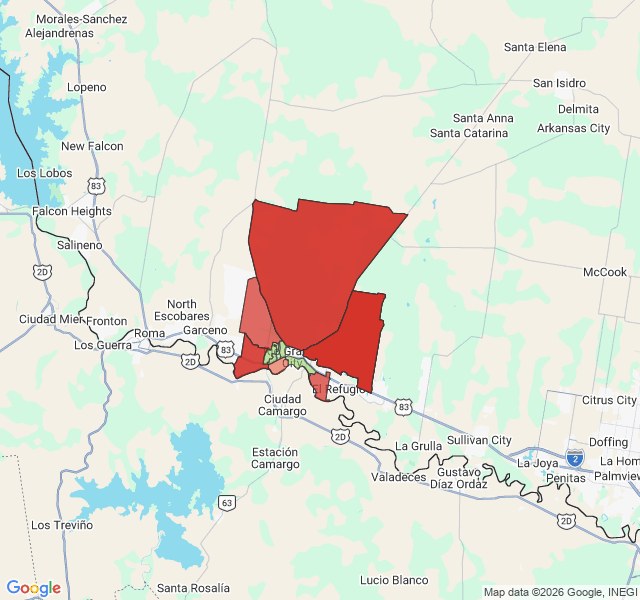 Map of septic coverage in Rio Grande City, TX