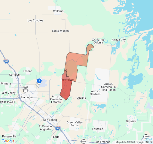 Map of septic coverage in Rio Hondo, TX