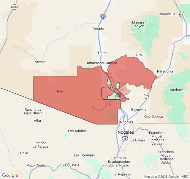 Map of septic coverage in Rio Rico, AZ