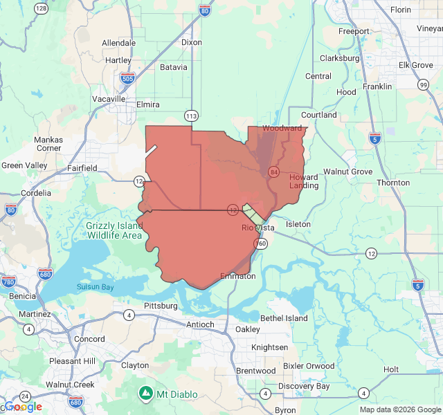 Map of septic coverage in Rio Vista, CA