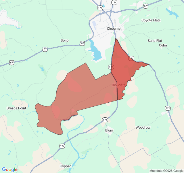 Map of septic coverage in Rio Vista, TX
