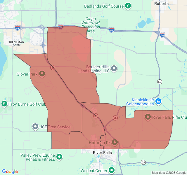 Map of septic coverage in River Falls, WI