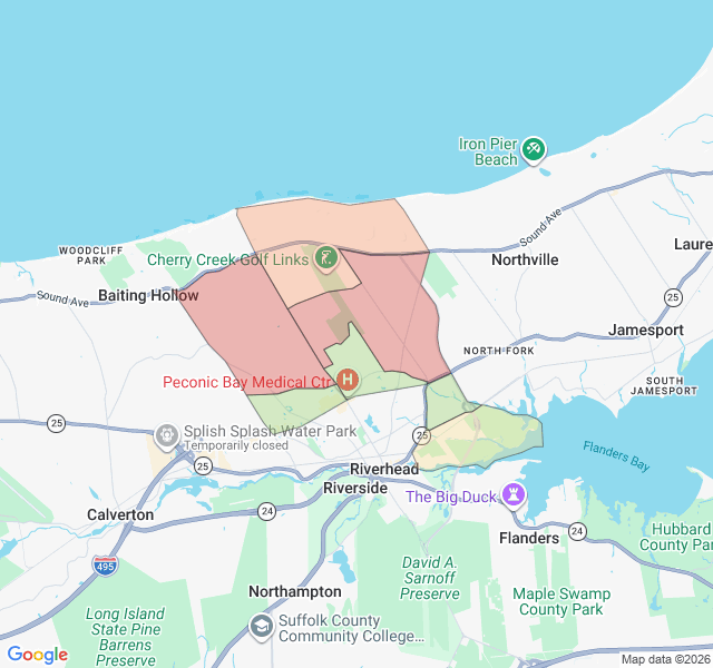 Map of septic coverage in Riverhead, NY
