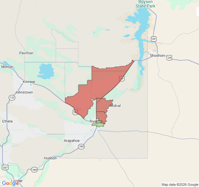 Map of septic coverage in Riverton, WY