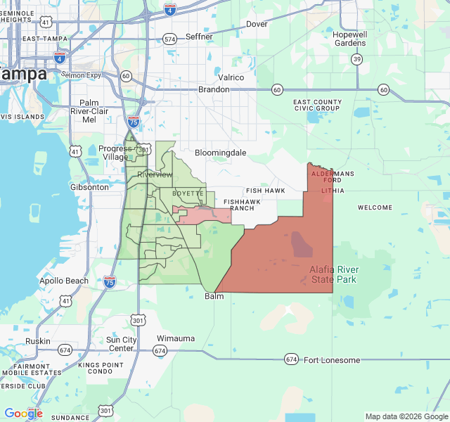 Map of septic coverage in Riverview, FL