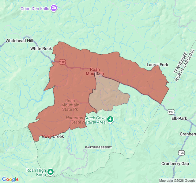 Map of septic coverage in Roan Mountain, TN